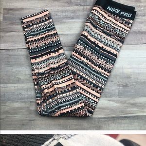 Nike Pro Gray & Peach Leggings